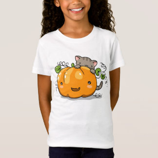Camiseta linda de la calabaza y del gatito