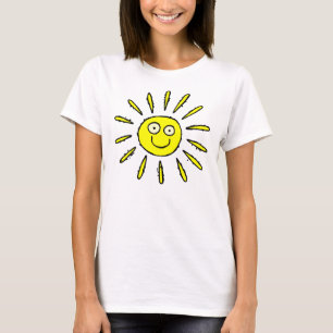 Camiseta linda de la cara del diseño feliz de Sun