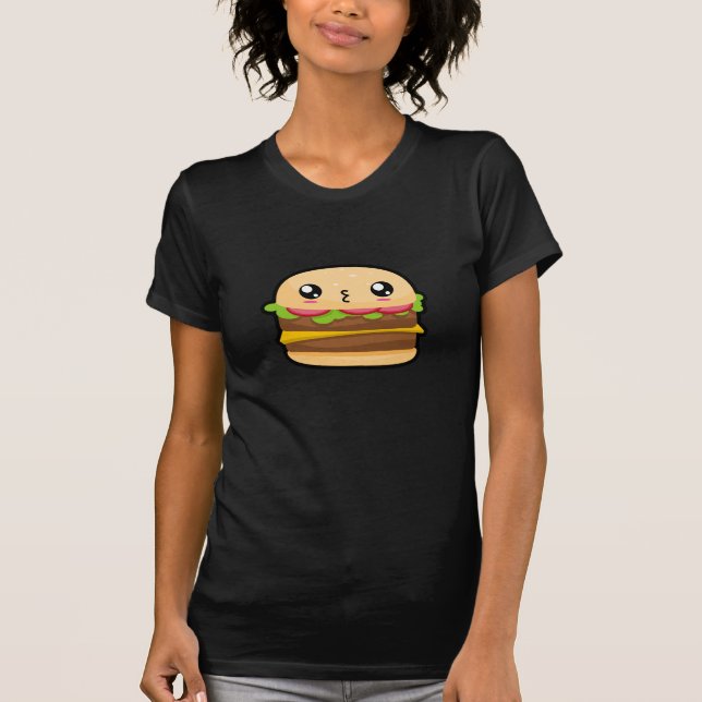 Camiseta linda de la hamburguesa de Kawaii (Anverso)