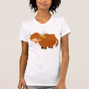 Camiseta linda de la vaca de la montaña del dibuj