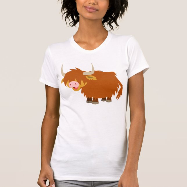 Camiseta linda de la vaca de la montaña del dibujo (Anverso)