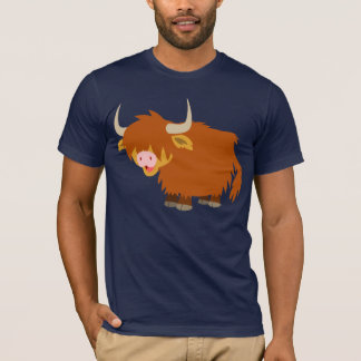 Camiseta linda de la vaca de la montaña del dibujo