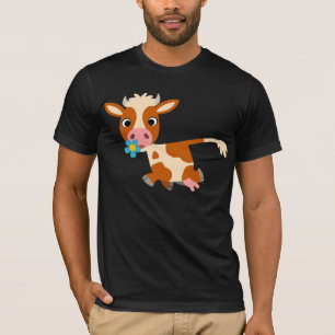 Camiseta linda de la vaca el trotar del dibujo