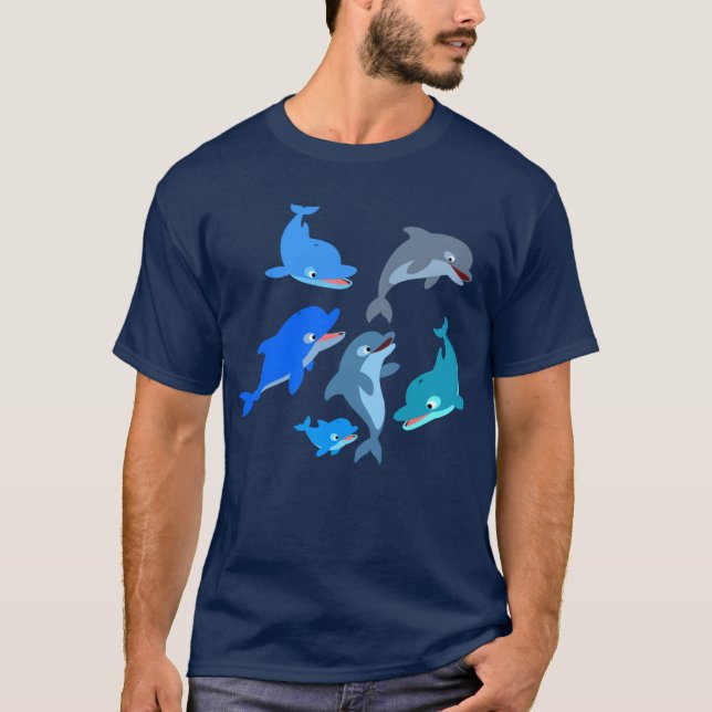 Camiseta linda de la vaina del delfín del dibujo (Anverso)