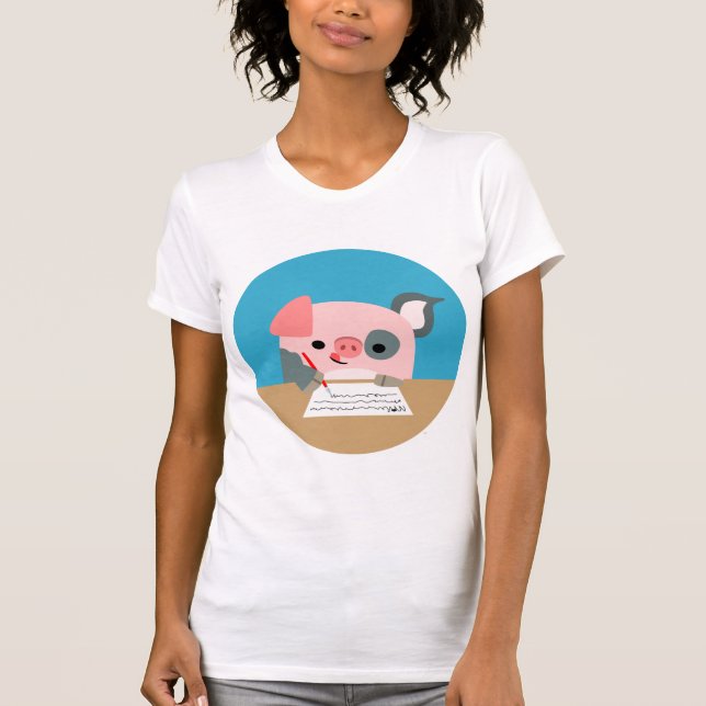 Camiseta linda de las mujeres del cerdo de la (Anverso)