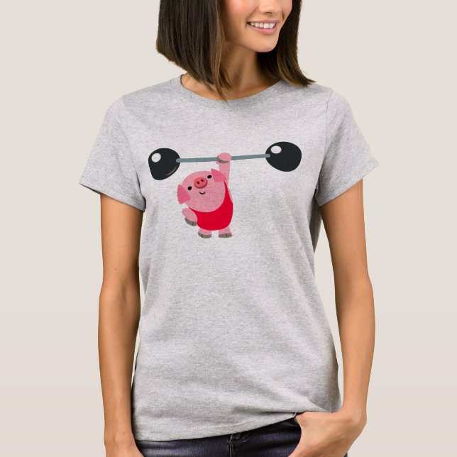 Camiseta linda de las mujeres del cerdo del dibujo (Anverso)