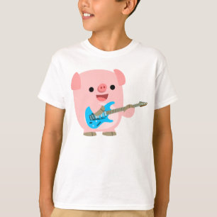 Camiseta linda de los niños del cerdo del dibujo