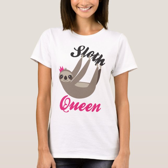 Camiseta linda del blanco de la reina de la pereza (Anverso)