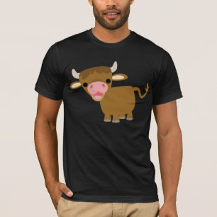 Camiseta linda del buey del dibujo animado