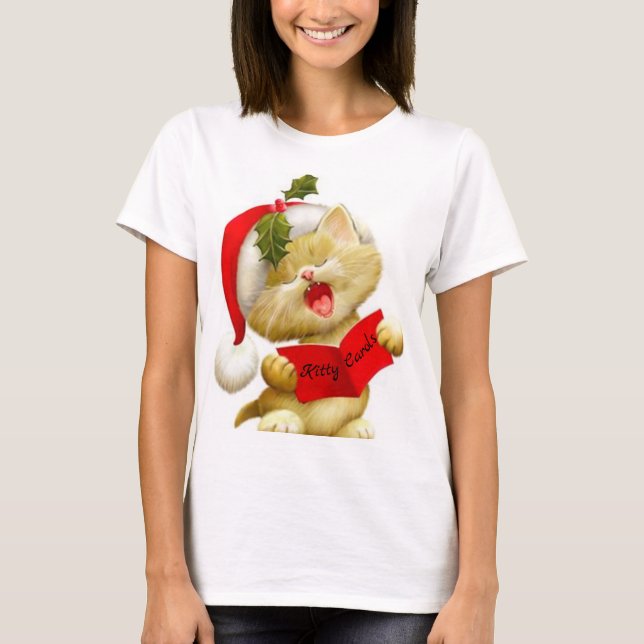 Camiseta linda del Caroler del navidad del canto (Anverso)