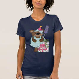 Camiseta linda del cumpleaños del oso de peluche