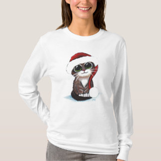 Camiseta linda del gatito del navidad