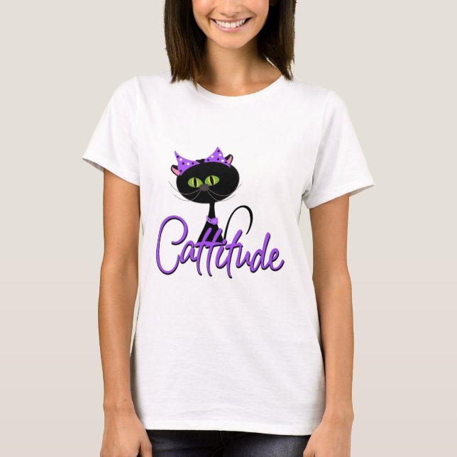 Camiseta linda del gato negro (Anverso)