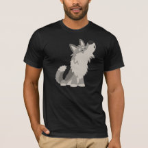 Camiseta linda del lobo del dibujo animado del