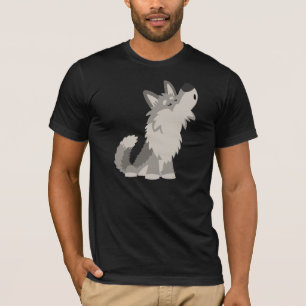 Camiseta linda del lobo del dibujo animado del