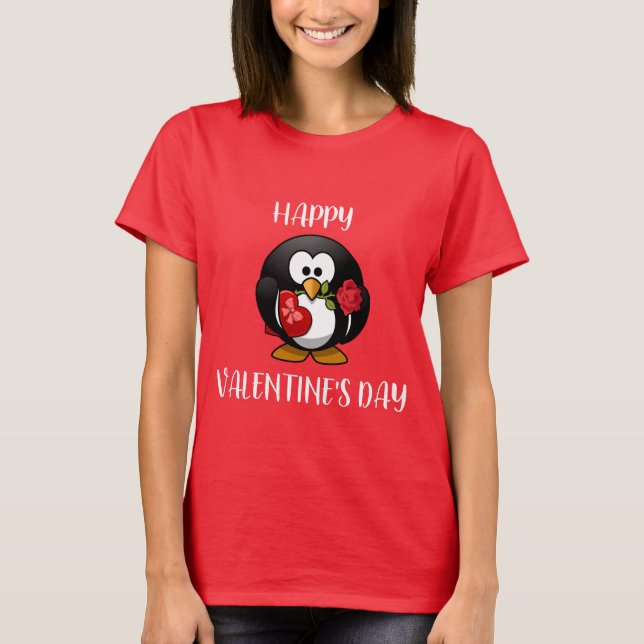 Camiseta linda del pingüino del el día de San (Anverso)