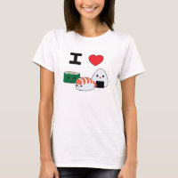 Camiseta linda del sushi del amor de I