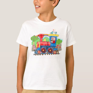 Camiseta linda del tren del vapor de la foto de la