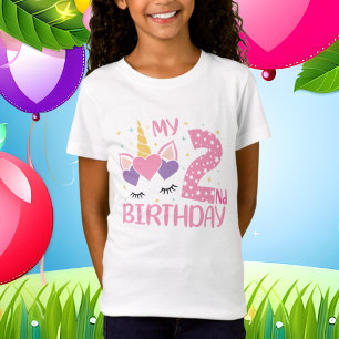 Camiseta linda edad de unicornio dos cumpleaños T-Shirt