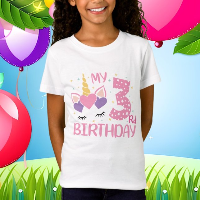 Camiseta linda edad de unicornio tres cumpleaños (Subido por el creador)
