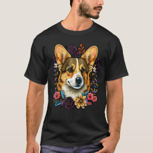 Camiseta Linda Flor de Verano Floral Welsh Corgi 1