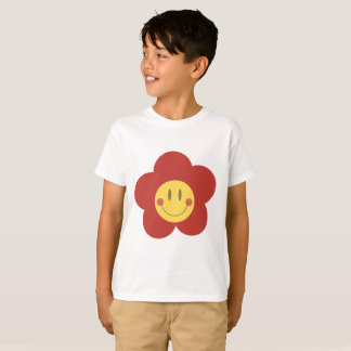 Camiseta Linda Flor Sonriente Estética Retro Cara Feliz Des
