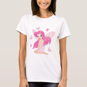 Camiseta Linda Hada de Rosa y Mariposas Mágicas