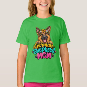 Camiseta Linda Madre Pastor Alemán Corona de Flores - Perro