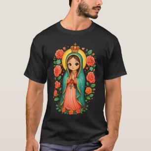 Camiseta Linda Nuestra Señora de Guadalupe Floral Identidad