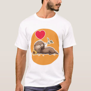 Camiseta Linda nutria con flor divertida