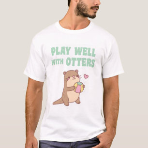 Camiseta Linda Nutria Con Pelota De Playa Juega Bien Con Nu