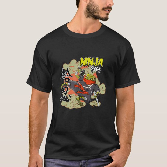 Camiseta linda rana japonesa con disfraz de ninja con ninja (Anverso)