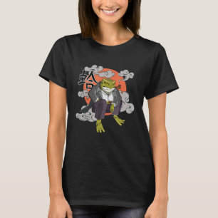 Camiseta linda rana japonesa con traje de gángster de Yakuz