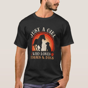 Camiseta Linda Solo Una Chica Que Ama Caballos Y Perros Muj