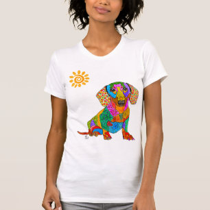 Camiseta linda y colorida del Dachshund
