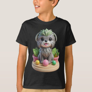 Camiseta Lindo Affenpinscher Suculento Perro Mono Gris 3D