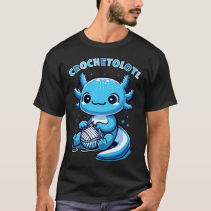 Camiseta Lindo ajolote azul Kawaii al crochet