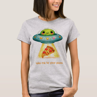 Camiseta Lindo Alienígena Secuestra Pizza Divertido Amante 