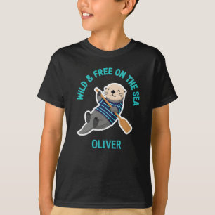 Camiseta Lindo animal marino náutico "Nutria salvaje y libr