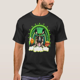 Camiseta Lindo Arcoiris Afortunado Pastor Alemán Trébol Día