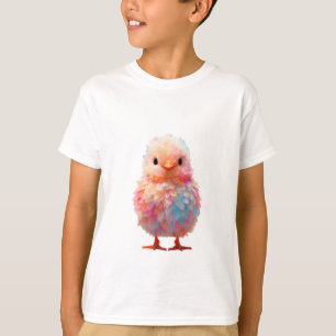 Camiseta Lindo Arcoíris Pastel Pollito Bebé Esponjoso Niños