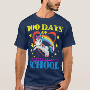 Camiseta Lindo arcoiris Unicornio 00 días de escuela
