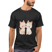 Lindo arte dulce de dos gatitos tocándose las meji