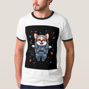 Camiseta Lindo astronauta Corgi flotando en el espacio