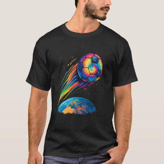 Camiseta Lindo Balón de Fútbol Tie Dye Arcoíris Fútbol Cósm