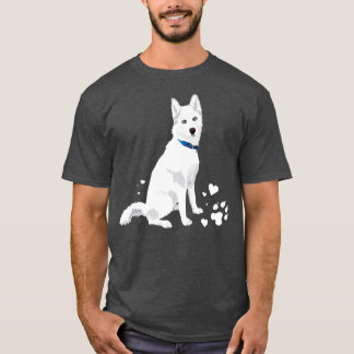 Camiseta lindo blanco Siberian Husky dulce perro Nieve