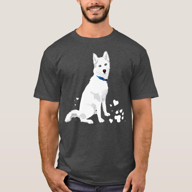 Camiseta lindo blanco Siberian Husky dulce perro Nieve (Anverso)