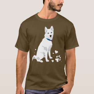 Camiseta lindo blanco Siberian Husky dulce perro Nieve