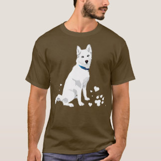 Camiseta lindo blanco Siberian Husky dulce perro Nieve