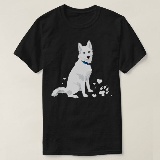 Camiseta lindo blanco Siberian Husky dulce perro Nieve  (Diseño del anverso)